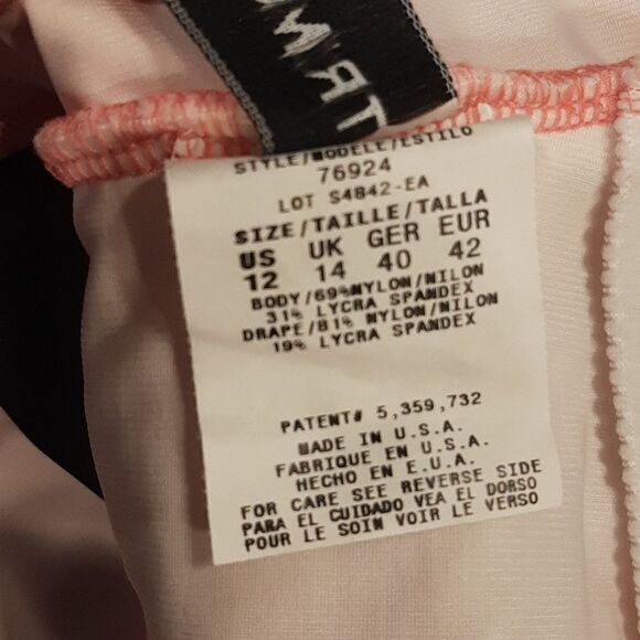 Trimshaper Pink and Black One Piece Rouched Swimsuit - Picture 5 of 11